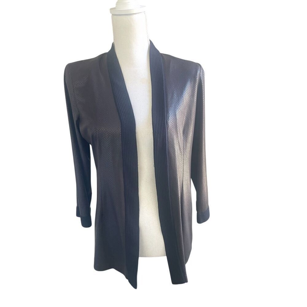 NWT Misook Dark Brown Open Front Snake Print Cardigan S